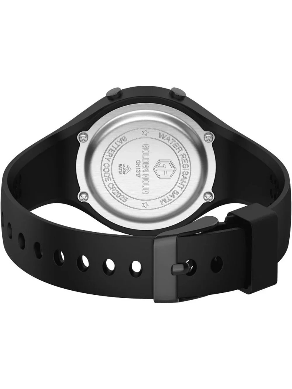 Women's All Black Waterproof Sport Digital Chronograph Silicone Strap Watches